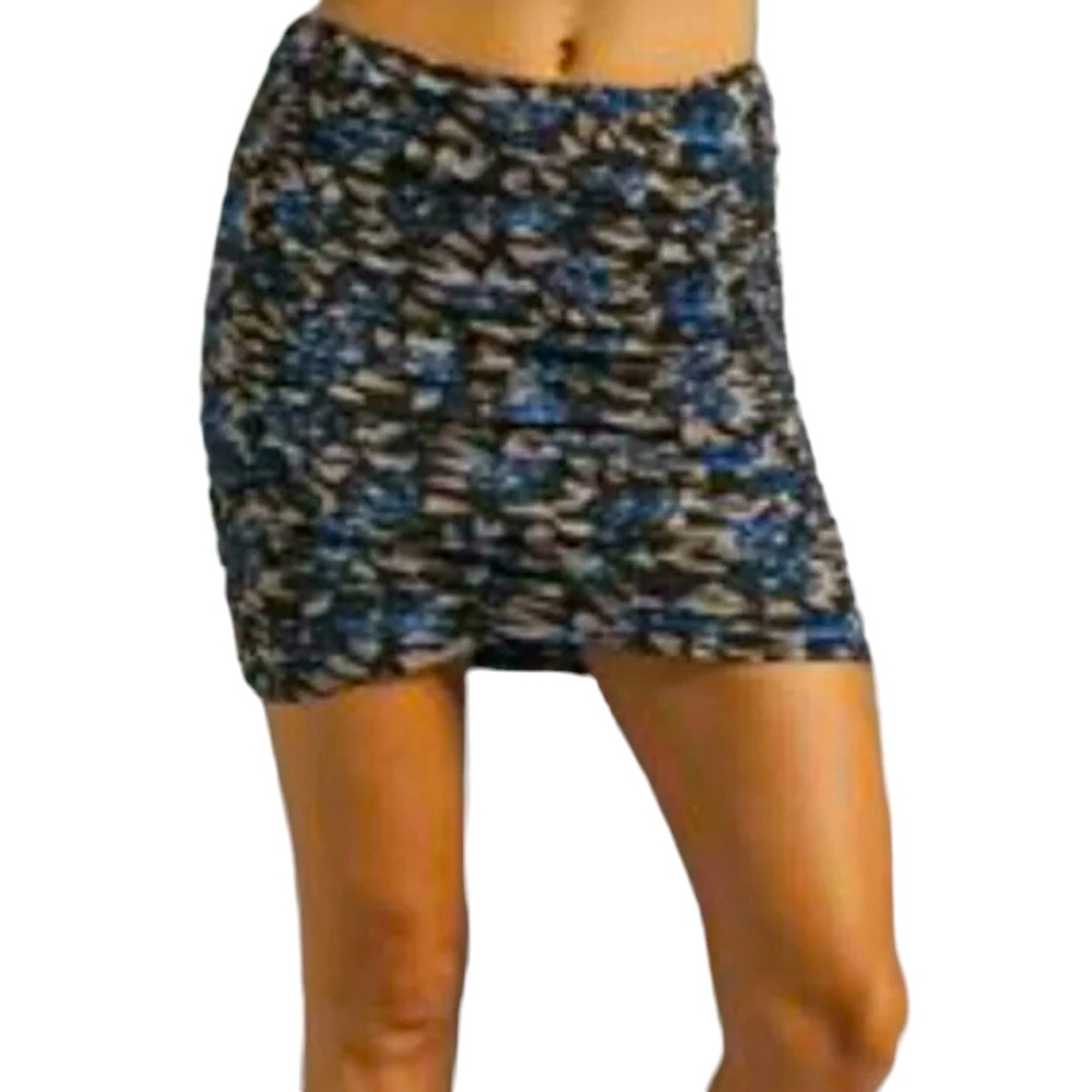 Free People Essential Scrunch Mini Skirt Black Blue Combo Floral Size XS NWT